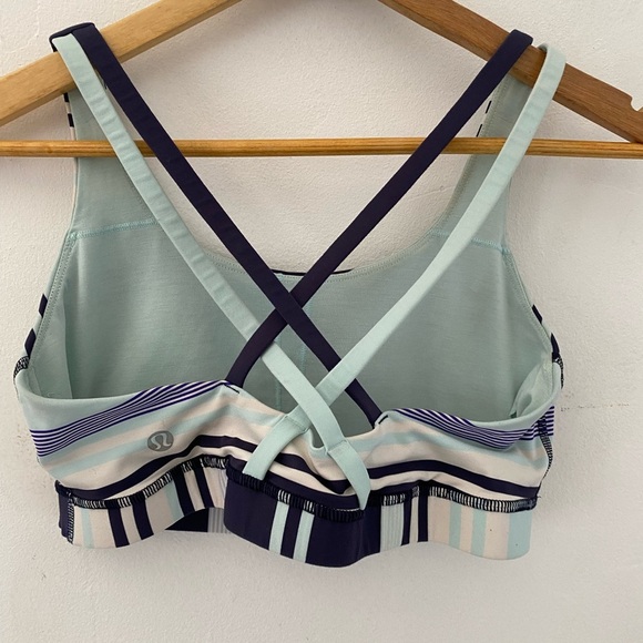 Lululemon Energy Bra Groovy Stripe Cadet Blue Aquamarine Cadet Blue Size:8 - Picture 3 of 7